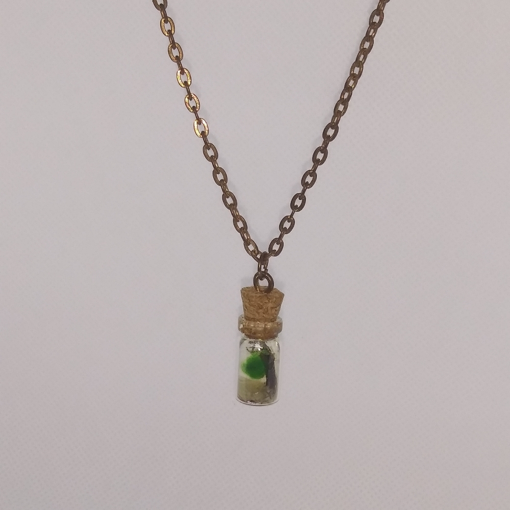 Handmade mini faux marimo Moss ball terrarium neck